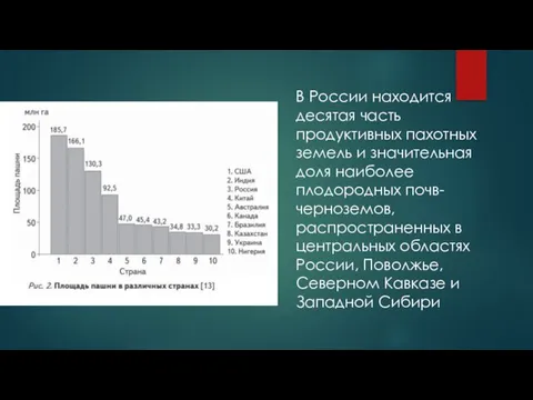 В России находится десятая часть продуктивных пахотных земель и значительная доля