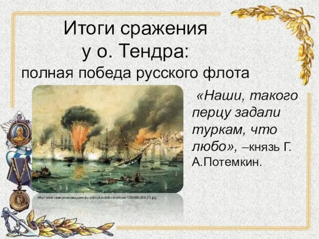 Итоги сражения у о. Тендра: полная победа русского флота «Наши, такого