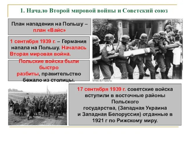 1. Начало Второй мировой войны и Советский союз 1 сентября 1939