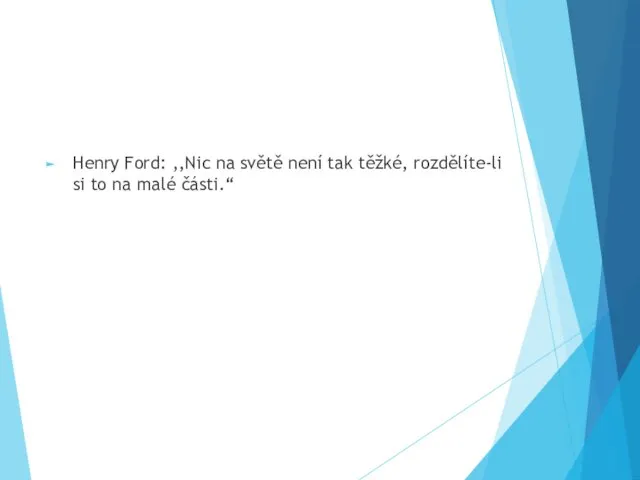 Henry Ford: ,,Nic na světě není tak těžké, rozdělíte-li si to na malé části.“