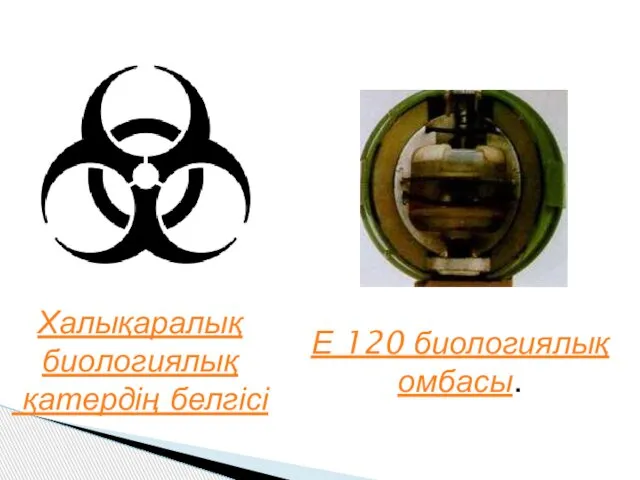 Халықаралық биологиялық қатердің белгісі Е 120 биологиялық омбасы.