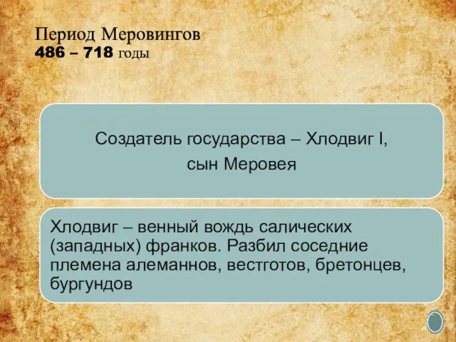 Период Меровингов 486 – 718 годы