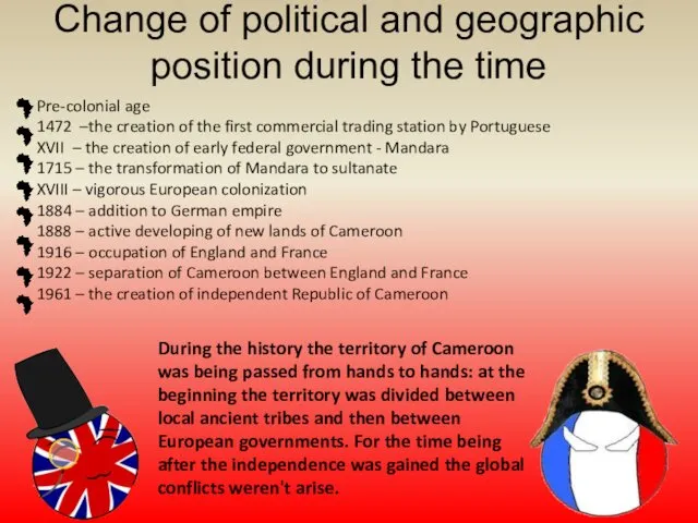 Change of political and geographic position during the time Pre-colonial age