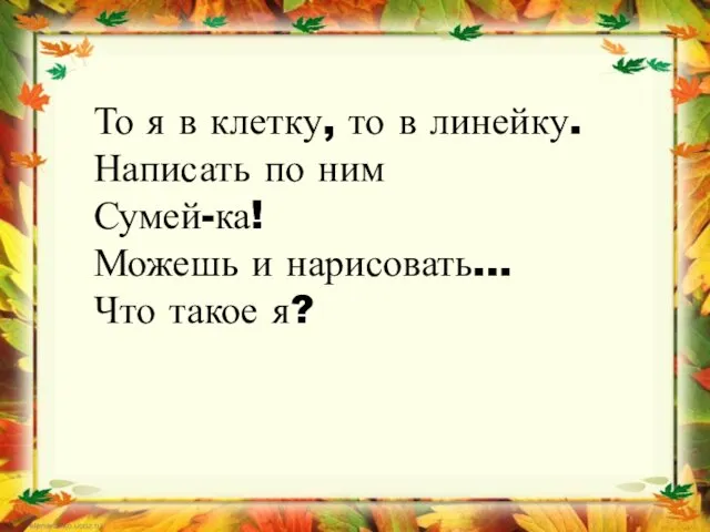 То я в клетку, то в линейку. Написать по ним Сумей-ка!