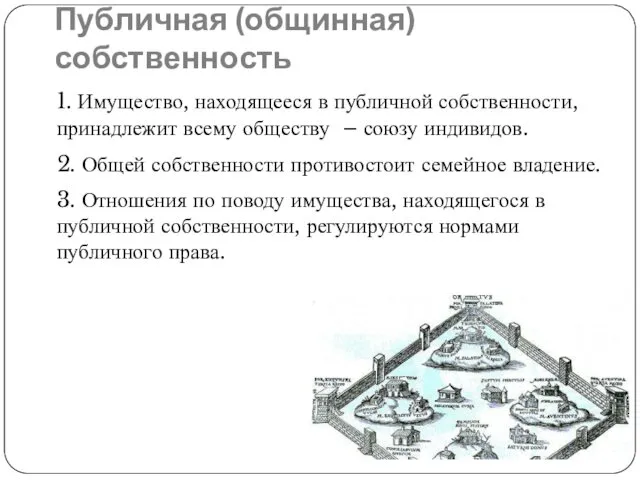 Публичная (общинная) собственность 1. Имущество, находящееся в публичной собственности, принадлежит всему