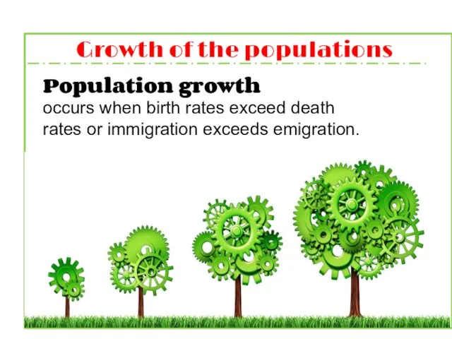 Growth of the populations Population growth occurs when birth rates exceed