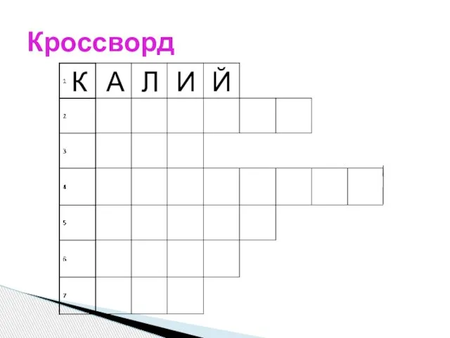 Кроссворд К А Л И Й