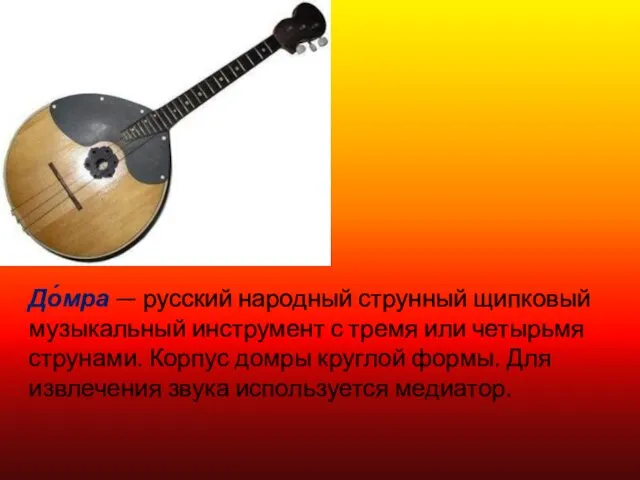 До́мра — русский народный струнный щипковый музыкальный инструмент с тремя или