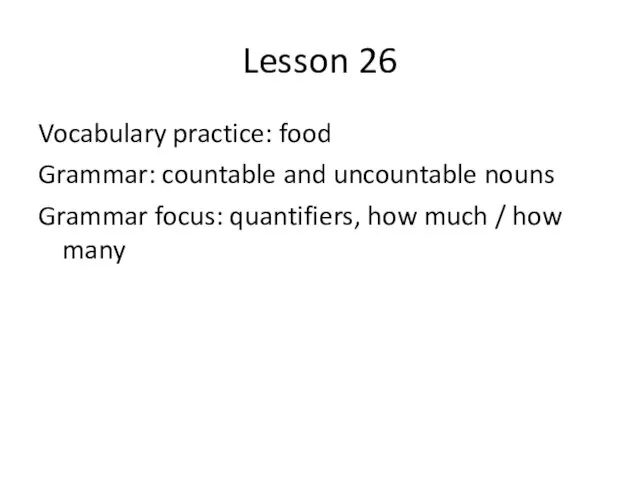 lesson 26 FOOD