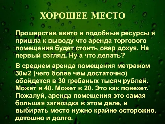 ХОРОШЕЕ МЕСТО Прошерстив авито и подобные ресурсы я пришла к выводу