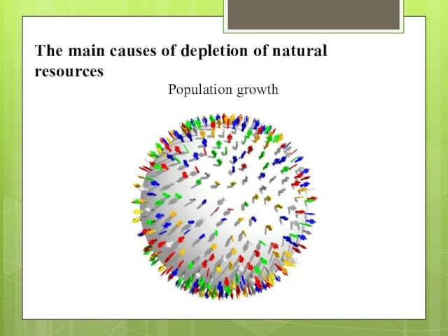 The main causes of depletion of natural resources Population growth