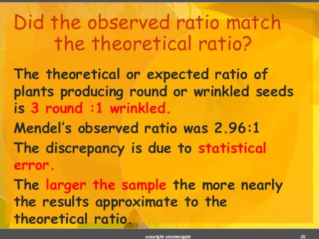 Did the observed ratio match the theoretical ratio? The theoretical or