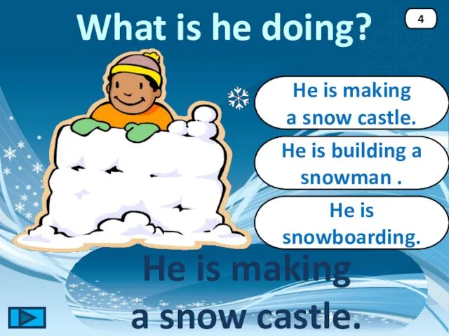 He is making a snow castle. He is making a snow