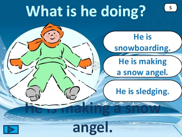 He is making a snow angel. He is making a snow