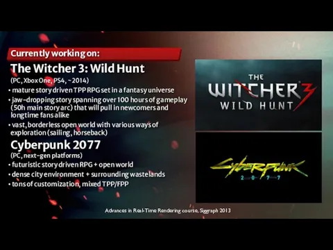 Currently working on: The Witcher 3: Wild Hunt (PC, Xbox One,