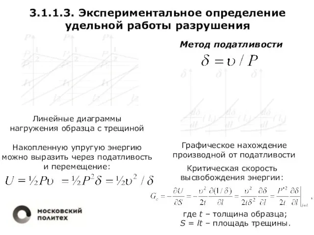 3.1.1.3. Экспериментальное определение удельной работы разрушения Линейные диаграммы нагружения образца с