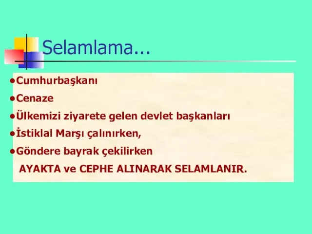 Selamlama... Cumhurbaşkanı Cenaze Ülkemizi ziyarete gelen devlet başkanları İstiklal Marşı çalınırken,