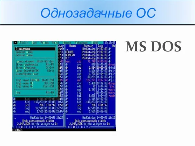 Однозадачные ОС MS DOS