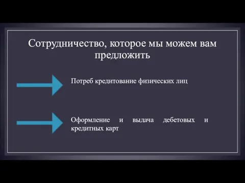 Сотрудничество, которое мы можем вам предложить Потреб кредитование физических лиц Оформление