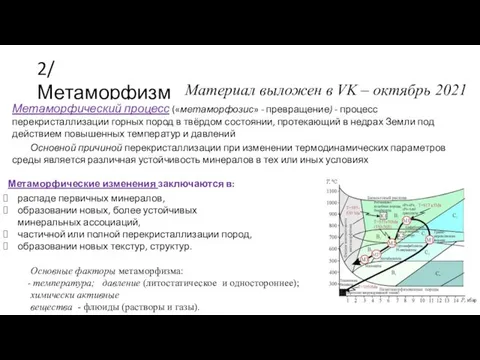 2/ Метаморфизм Материал выложен в VK – октябрь 2021 Метаморфический процесс