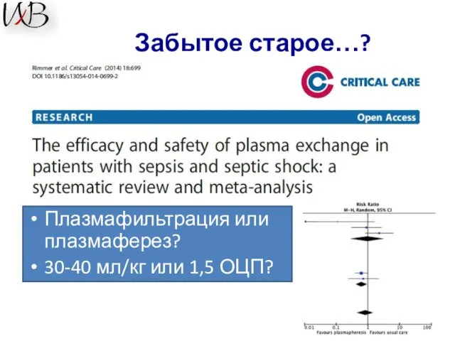 Забытое старое…? Плазмафильтрация или плазмаферез? 30-40 мл/кг или 1,5 ОЦП?