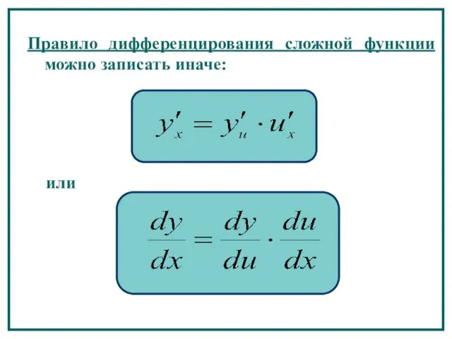 Правило дифференцирования сложной функции можно записать иначе: или