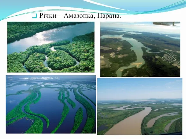 Річки – Амазонка, Парана.