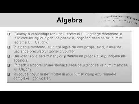 Algebra Cauchy a îmbunătățit rezultatul teoremei lui Lagrange referitoare la rezolvare