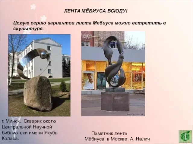 ЛЕНТА МЁБИУСА ВСЮДУ! Целую серию вариантов листа Мебиуса можно встретить в