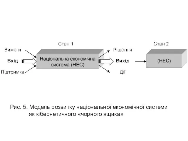 Рис. 5. Модель розвитку національної економічної системи як кібернетичного «чорного ящика»