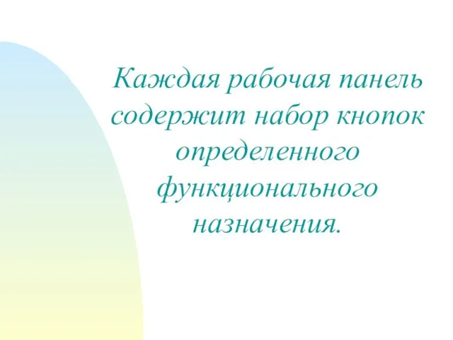 Каждая рабочая панель содержит набор кнопок определенного функционального назначения.