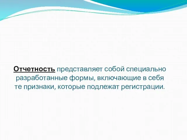 Отчетность представляет собой специально разработанные формы, включающие в себя те признаки, которые подлежат регистрации.