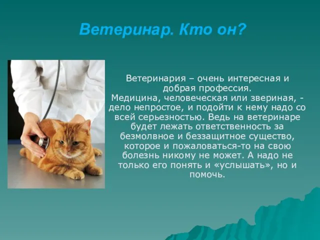 Ветеринар. Кто он? Ветеринария – очень интересная и добрая профессия. Медицина,