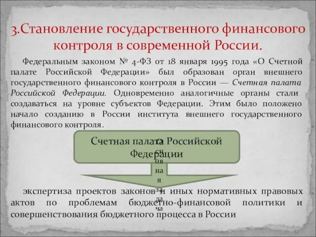 Федеральным законом № 4-ФЗ от 18 января 1995 года «О Счетной