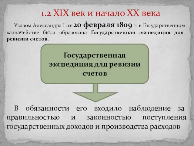 1.2 XIX век и начало XX века Указом Александра I от