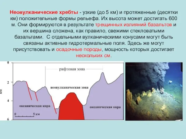 Неовулканические хребты - узкие (до 5 км) и протяженные (десятки км)