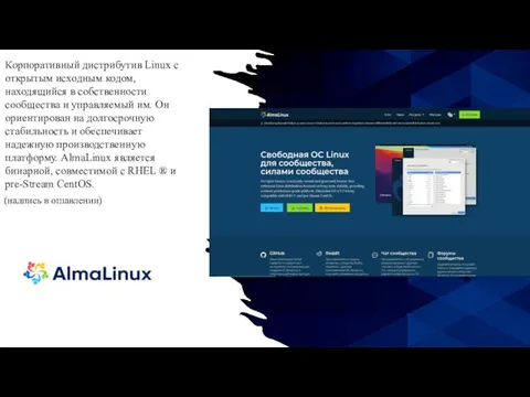 Almalinux Корпоративный дистрибутив Linux с открытым исходным кодом, находящийся в собственности