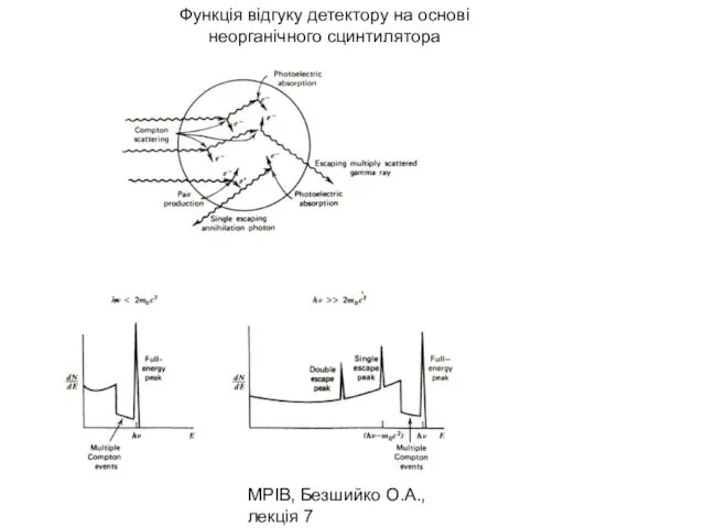 МРІВ, Безшийко О.А., лекція 7 Функція відгуку детектору на основі неорганічного сцинтилятора