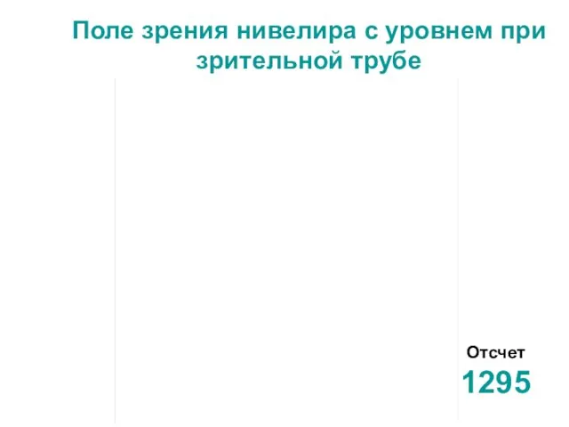 Поле зрения нивелира с уровнем при зрительной трубе Отсчет 1295