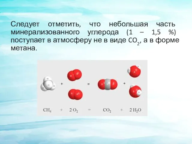 Следует отметить, что небольшая часть минерализованного углерода (1 – 1,5 %)