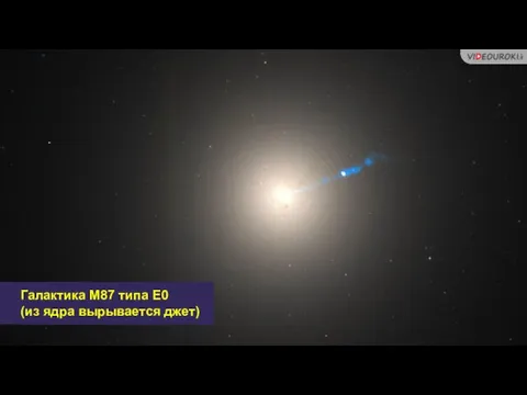 Галактика M87 типа Е0 (из ядра вырывается джет)