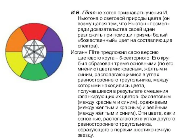 И.В. Гёте не хотел признавать учения И. Ньютона о световой природы