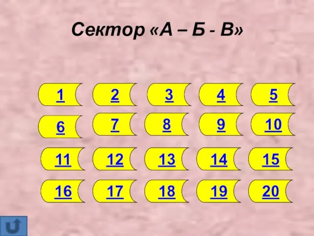 Сектор «А – Б - В» 1 13 12 20 19