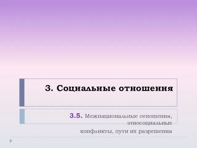 3. Социальные отношения 3.5. Межнациональные отношения, этносоциальные конфликты, пути их разрешения