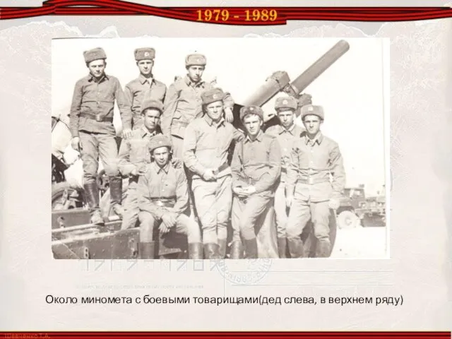 Около миномета с боевыми товарищами(дед слева, в верхнем ряду)