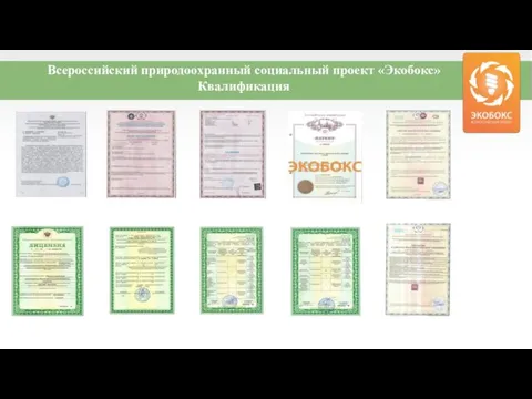 Всероссийский природоохранный социальный проект «Экобокс» Квалификация