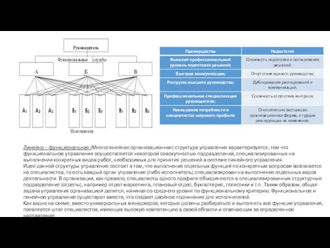 Линейно – функциональная (Многолинейная организационная) структура управления характеризуется, тем что функциональное