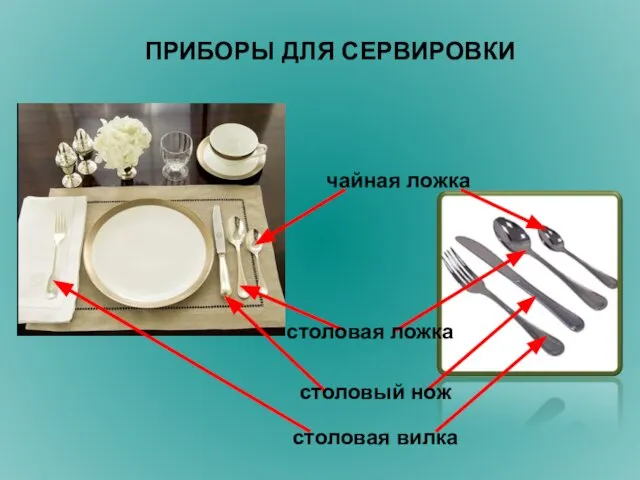 чайная ложка столовая ложка столовый нож столовая вилка ПРИБОРЫ ДЛЯ СЕРВИРОВКИ