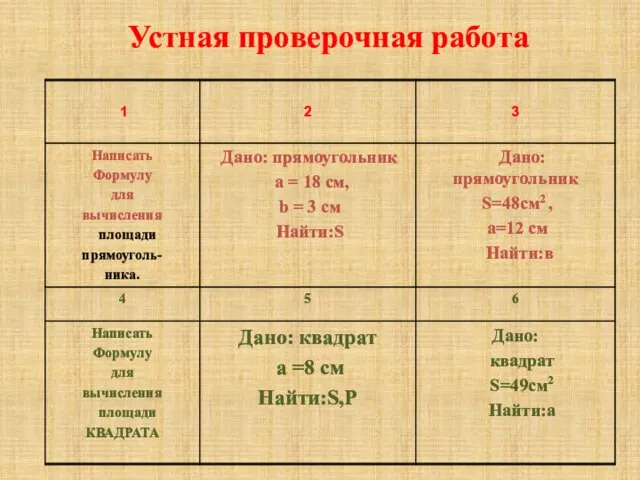 Устная проверочная работа