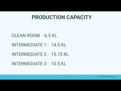 PRODUCTION CAPACITY CLEAN ROOM - 6.5 KL INTERMEDIATE 1 - 14.5